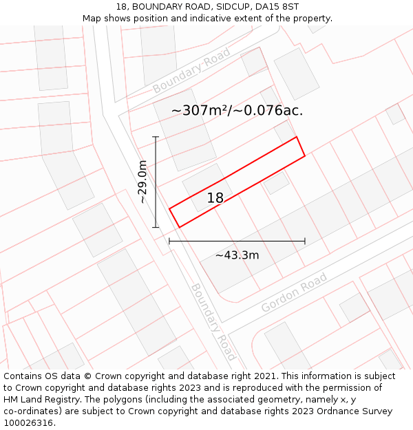 18, BOUNDARY ROAD, SIDCUP, DA15 8ST: Plot and title map