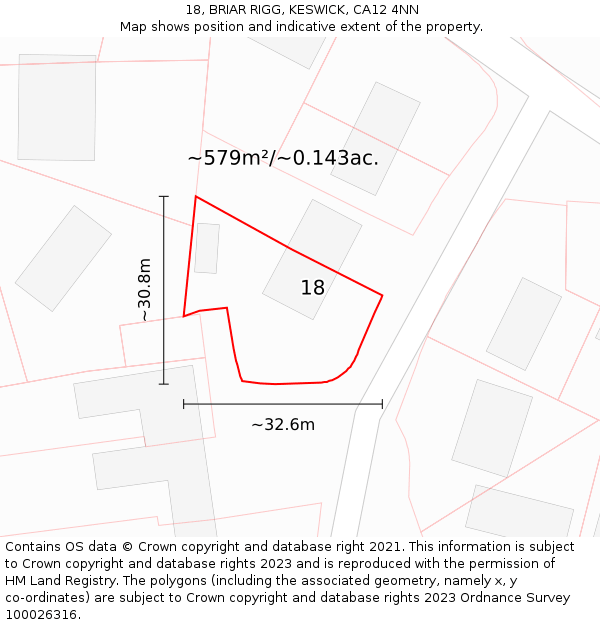 18, BRIAR RIGG, KESWICK, CA12 4NN: Plot and title map