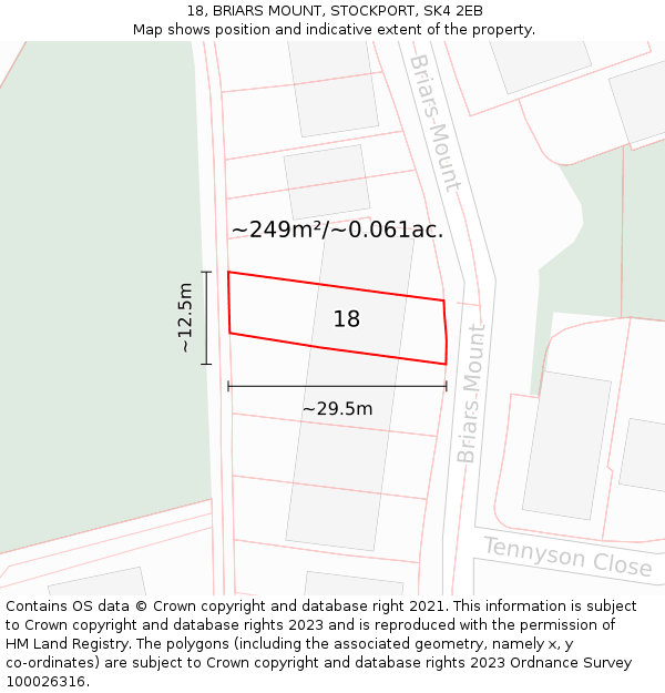 18, BRIARS MOUNT, STOCKPORT, SK4 2EB: Plot and title map