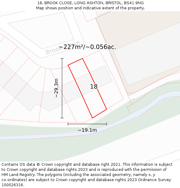 18, BROOK CLOSE, LONG ASHTON, BRISTOL, BS41 9NG: Plot and title map