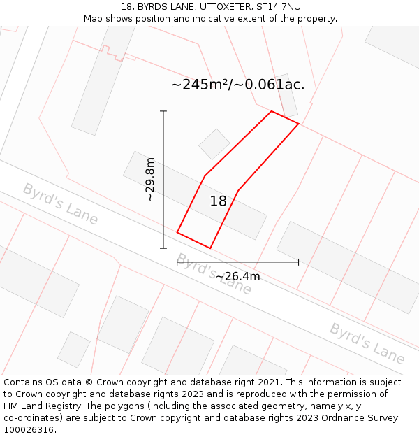 18, BYRDS LANE, UTTOXETER, ST14 7NU: Plot and title map