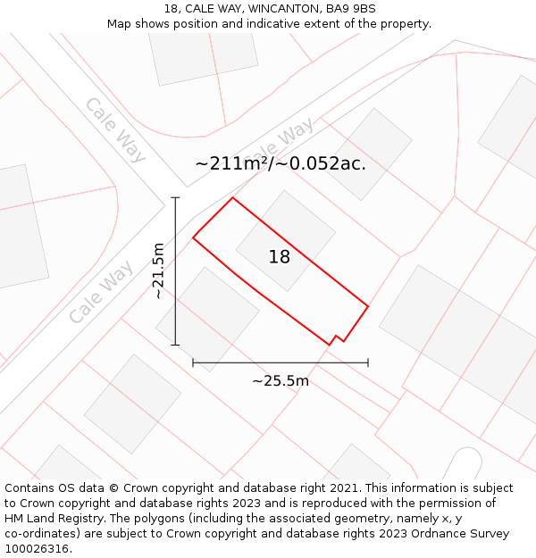 18, CALE WAY, WINCANTON, BA9 9BS: Plot and title map