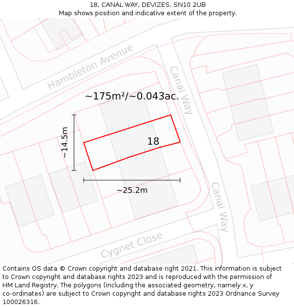 18, CANAL WAY, DEVIZES, SN10 2UB: Plot and title map