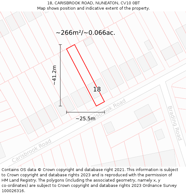 18, CARISBROOK ROAD, NUNEATON, CV10 0BT: Plot and title map