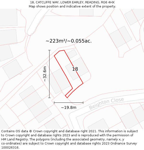 18, CATCLIFFE WAY, LOWER EARLEY, READING, RG6 4HX: Plot and title map