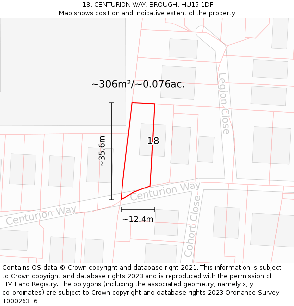 18, CENTURION WAY, BROUGH, HU15 1DF: Plot and title map