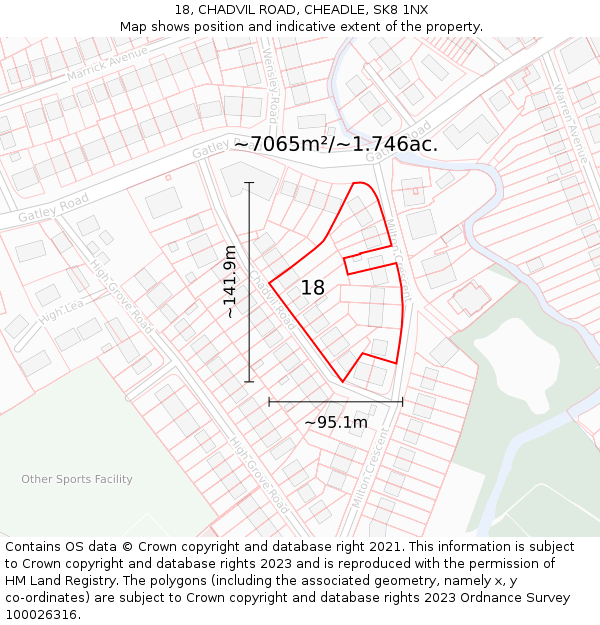 18, CHADVIL ROAD, CHEADLE, SK8 1NX: Plot and title map