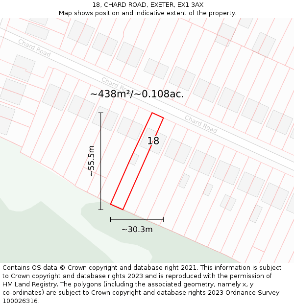 18, CHARD ROAD, EXETER, EX1 3AX: Plot and title map