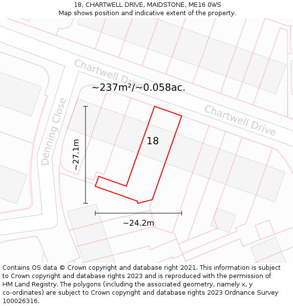 18, CHARTWELL DRIVE, MAIDSTONE, ME16 0WS: Plot and title map