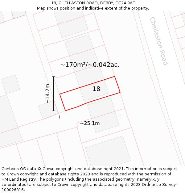 18, CHELLASTON ROAD, DERBY, DE24 9AE: Plot and title map