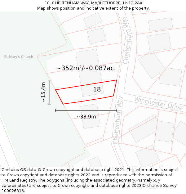 18, CHELTENHAM WAY, MABLETHORPE, LN12 2AX: Plot and title map