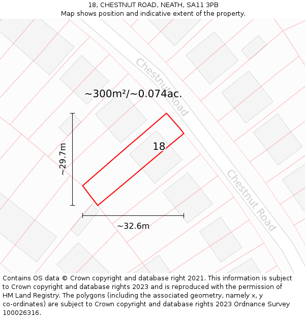 18, CHESTNUT ROAD, NEATH, SA11 3PB: Plot and title map