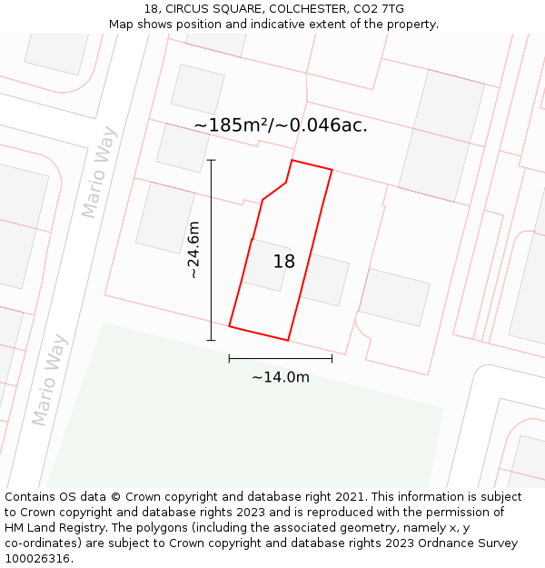 18, CIRCUS SQUARE, COLCHESTER, CO2 7TG: Plot and title map
