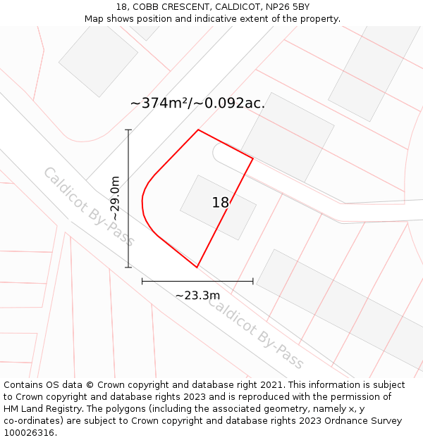 18, COBB CRESCENT, CALDICOT, NP26 5BY: Plot and title map