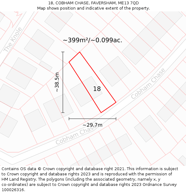 18, COBHAM CHASE, FAVERSHAM, ME13 7QD: Plot and title map