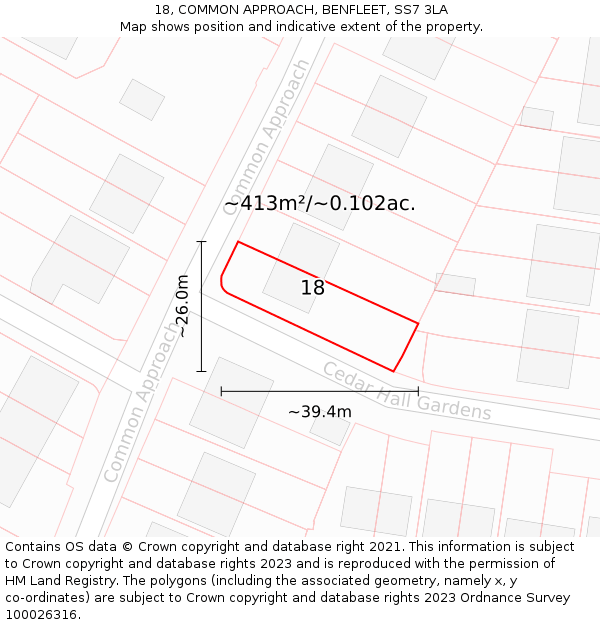 18, COMMON APPROACH, BENFLEET, SS7 3LA: Plot and title map
