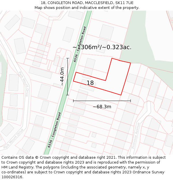 18, CONGLETON ROAD, MACCLESFIELD, SK11 7UE: Plot and title map