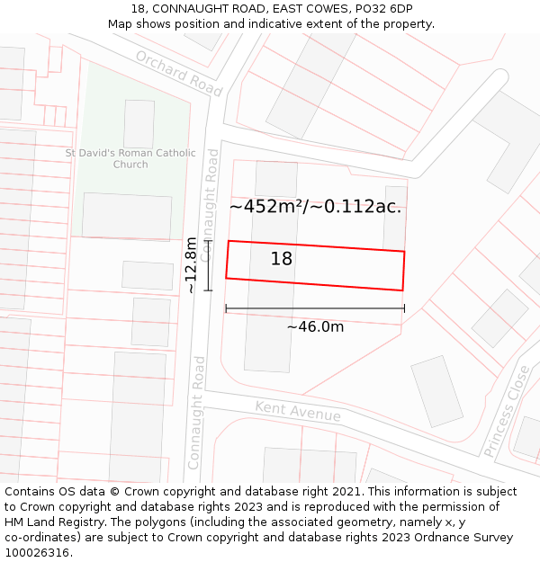 18, CONNAUGHT ROAD, EAST COWES, PO32 6DP: Plot and title map