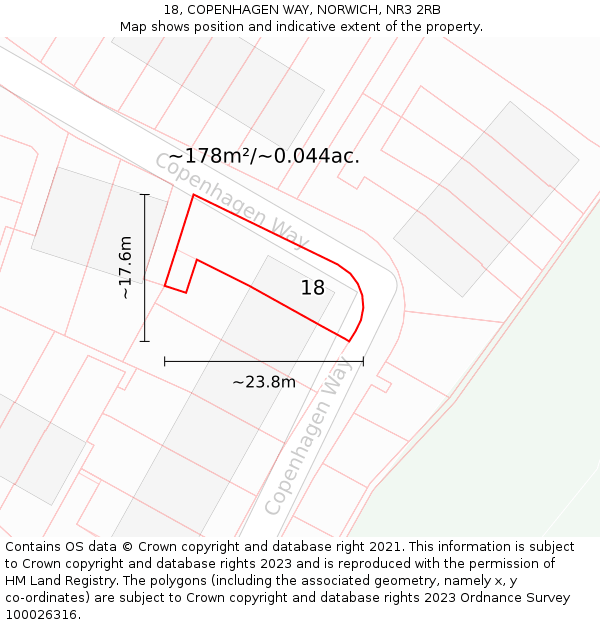 18, COPENHAGEN WAY, NORWICH, NR3 2RB: Plot and title map