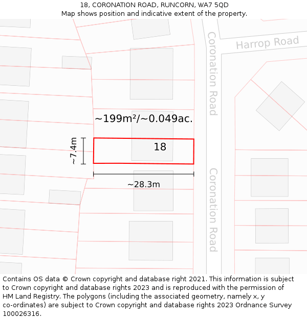18, CORONATION ROAD, RUNCORN, WA7 5QD: Plot and title map