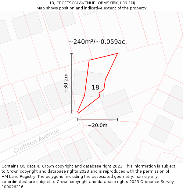 18, CROFTSON AVENUE, ORMSKIRK, L39 1NJ: Plot and title map