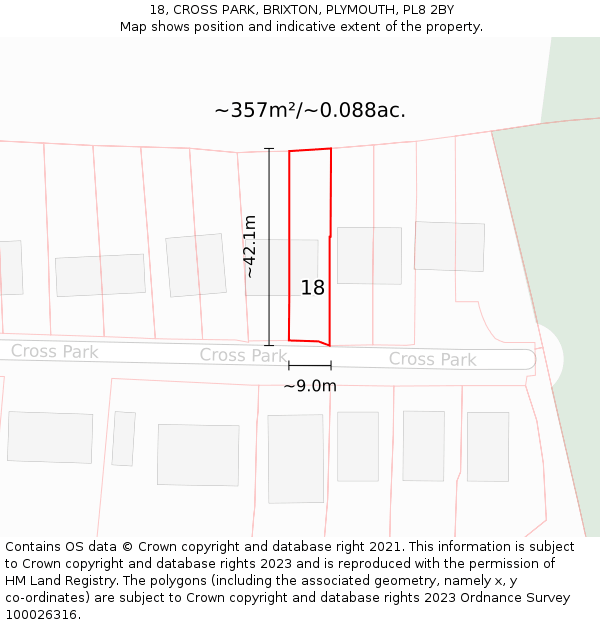 18, CROSS PARK, BRIXTON, PLYMOUTH, PL8 2BY: Plot and title map