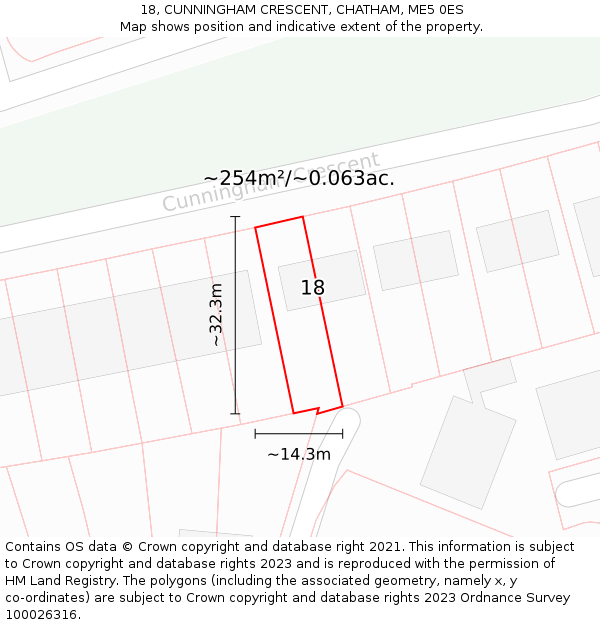 18, CUNNINGHAM CRESCENT, CHATHAM, ME5 0ES: Plot and title map