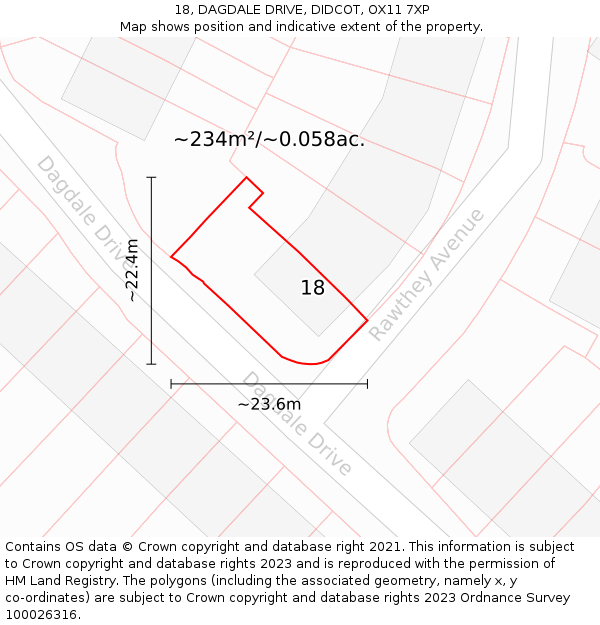 18, DAGDALE DRIVE, DIDCOT, OX11 7XP: Plot and title map