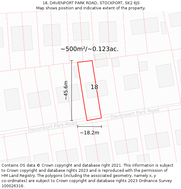 18, DAVENPORT PARK ROAD, STOCKPORT, SK2 6JS: Plot and title map