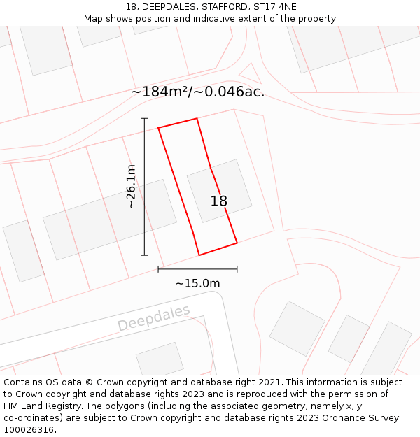 18, DEEPDALES, STAFFORD, ST17 4NE: Plot and title map