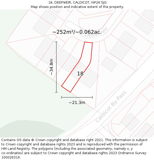 18, DEEPWEIR, CALDICOT, NP26 5JG: Plot and title map