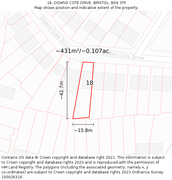 18, DOWNS COTE DRIVE, BRISTOL, BS9 3TP: Plot and title map