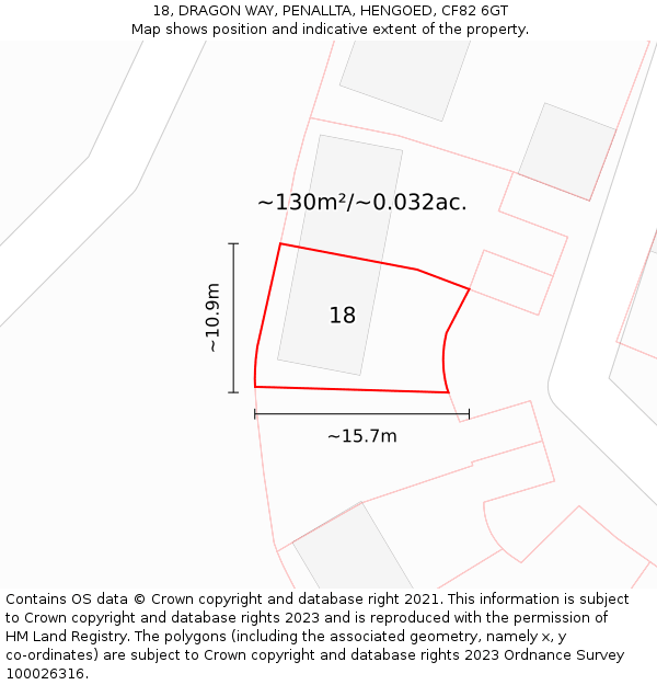 18, DRAGON WAY, PENALLTA, HENGOED, CF82 6GT: Plot and title map