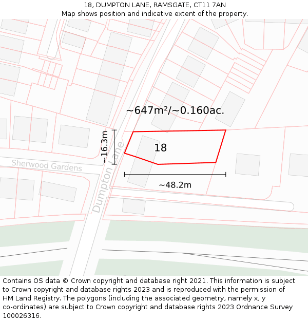 18, DUMPTON LANE, RAMSGATE, CT11 7AN: Plot and title map