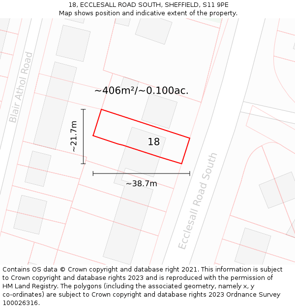 18, ECCLESALL ROAD SOUTH, SHEFFIELD, S11 9PE: Plot and title map