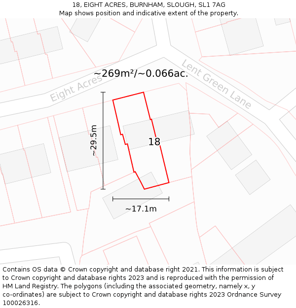 18, EIGHT ACRES, BURNHAM, SLOUGH, SL1 7AG: Plot and title map