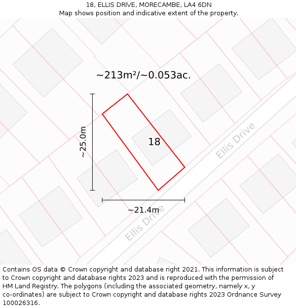 18, ELLIS DRIVE, MORECAMBE, LA4 6DN: Plot and title map