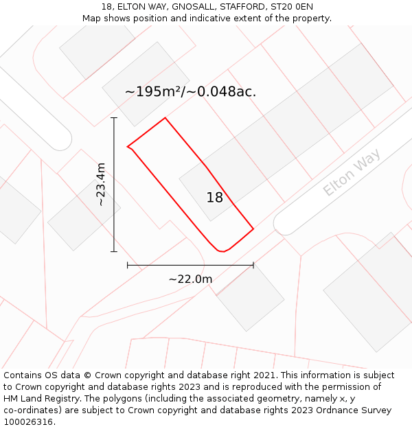 18, ELTON WAY, GNOSALL, STAFFORD, ST20 0EN: Plot and title map