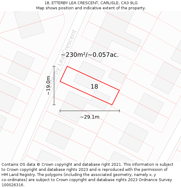 18, ETTERBY LEA CRESCENT, CARLISLE, CA3 9LG: Plot and title map