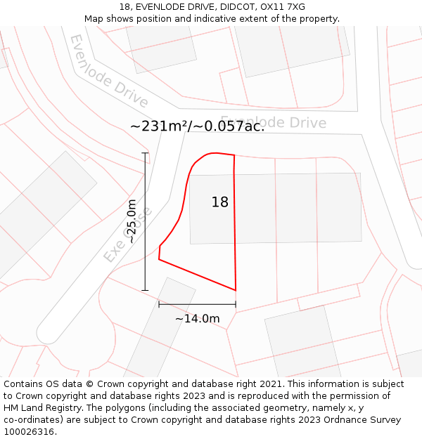 18, EVENLODE DRIVE, DIDCOT, OX11 7XG: Plot and title map
