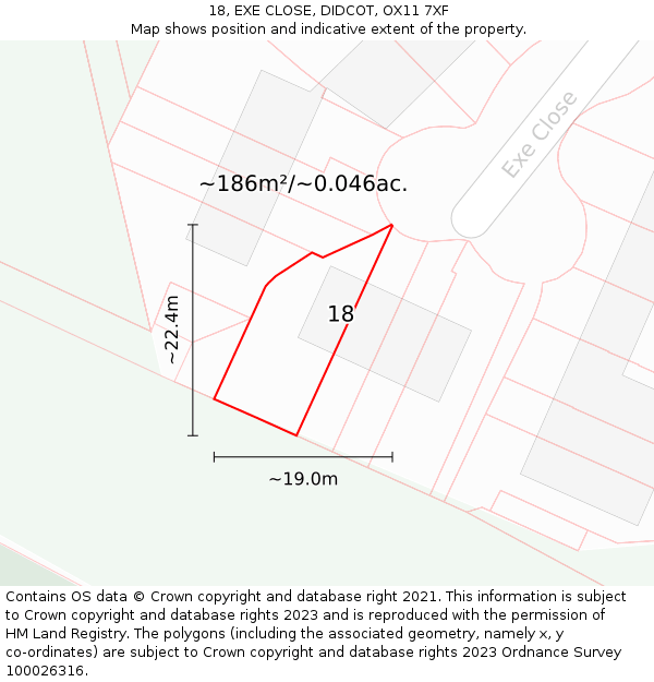 18, EXE CLOSE, DIDCOT, OX11 7XF: Plot and title map