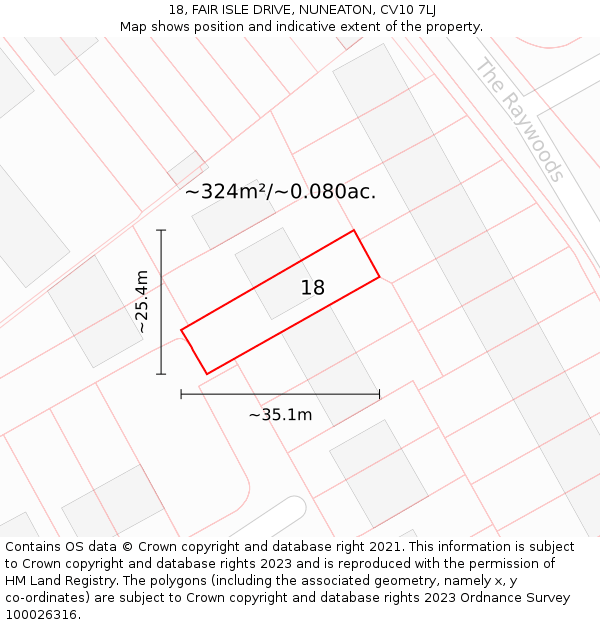 18, FAIR ISLE DRIVE, NUNEATON, CV10 7LJ: Plot and title map