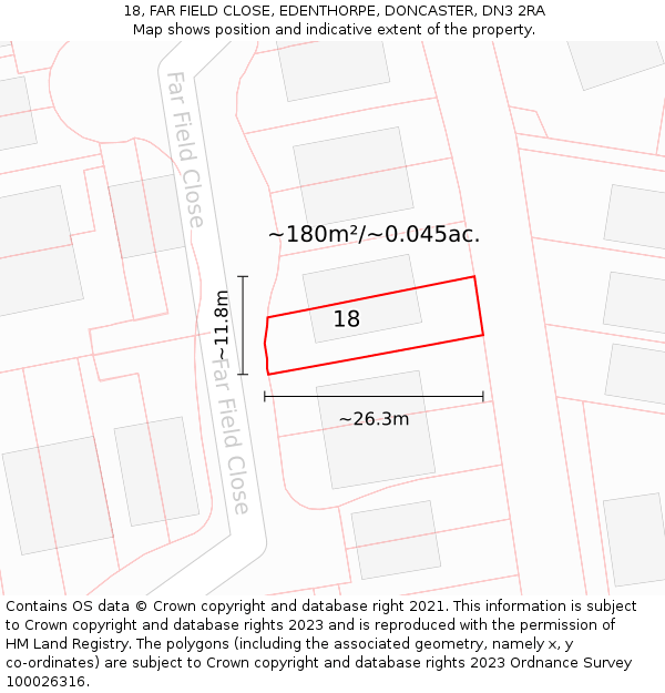 18, FAR FIELD CLOSE, EDENTHORPE, DONCASTER, DN3 2RA: Plot and title map