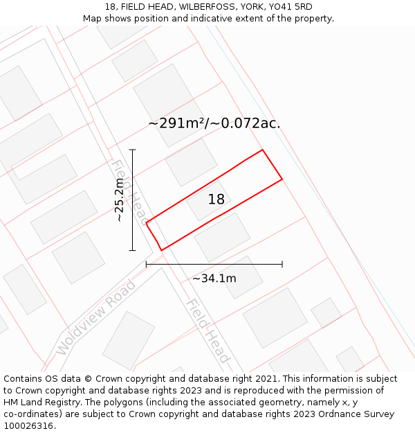 18, FIELD HEAD, WILBERFOSS, YORK, YO41 5RD: Plot and title map