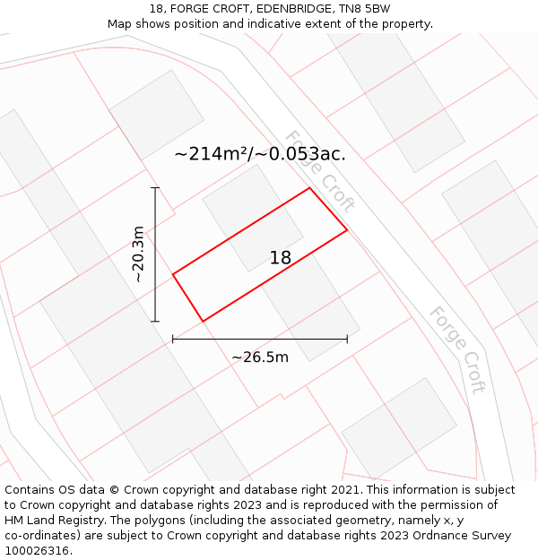18, FORGE CROFT, EDENBRIDGE, TN8 5BW: Plot and title map