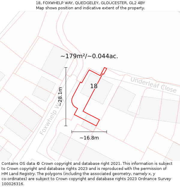 18, FOXWHELP WAY, QUEDGELEY, GLOUCESTER, GL2 4BY: Plot and title map