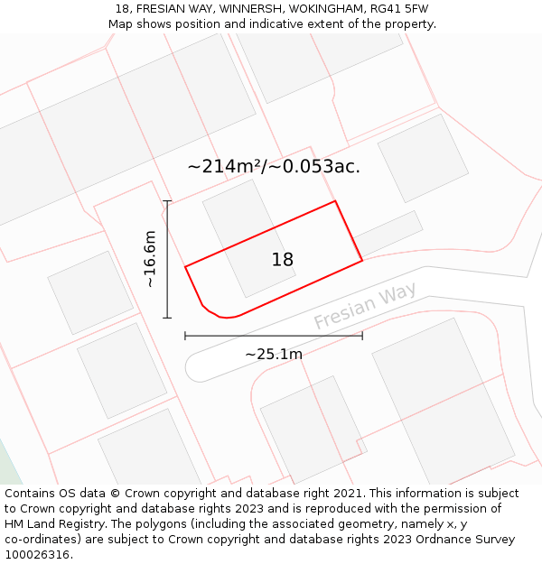 18, FRESIAN WAY, WINNERSH, WOKINGHAM, RG41 5FW: Plot and title map