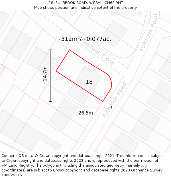 18, FULBROOK ROAD, WIRRAL, CH63 9HT: Plot and title map