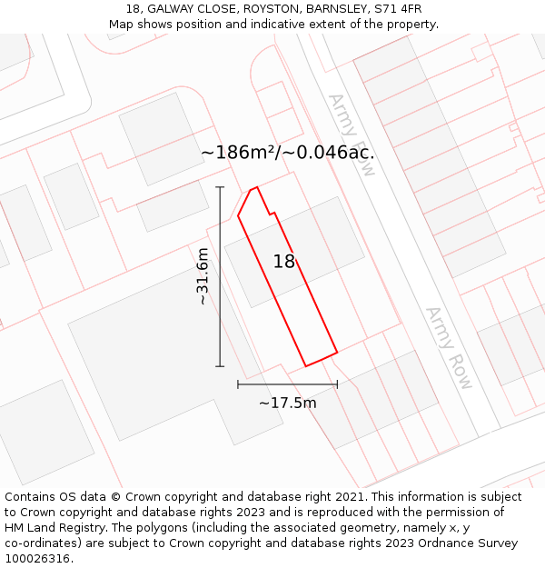 18, GALWAY CLOSE, ROYSTON, BARNSLEY, S71 4FR: Plot and title map
