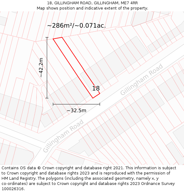 18, GILLINGHAM ROAD, GILLINGHAM, ME7 4RR: Plot and title map
